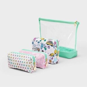 Roller Rabbit x Target 4-Piece Multi Purpose Pouch Set White/Teal NWT